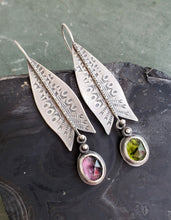 Load image into Gallery viewer, Tulip tourmaline earrings in stamped sterling silver