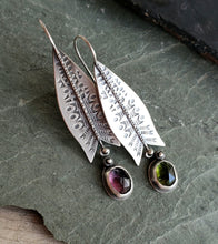 Load image into Gallery viewer, Tulip tourmaline earrings in stamped sterling silver