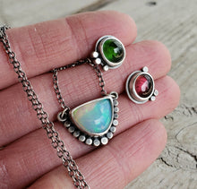 Load image into Gallery viewer, Gorgeous, large blue welo opal and sterling silver necklace