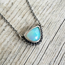 Load image into Gallery viewer, Gorgeous, large blue welo opal and sterling silver necklace