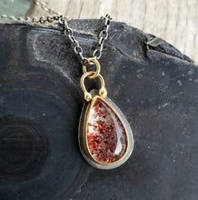 Load image into Gallery viewer, Lepidocrocite pendant in textured Sterling silver, 18 and 22 karat gold