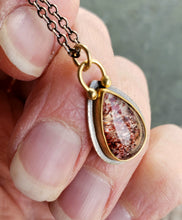 Load image into Gallery viewer, Lepidocrocite pendant in textured Sterling silver, 18 and 22 karat gold