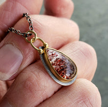 Load image into Gallery viewer, Lepidocrocite pendant in textured Sterling silver, 18 and 22 karat gold