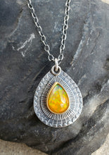 Load image into Gallery viewer, Bright disco fire welo opal silver and 22k gold pendant necklace