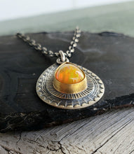 Load image into Gallery viewer, Bright disco fire welo opal silver and 22k gold pendant necklace
