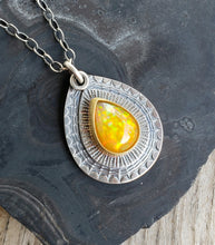 Load image into Gallery viewer, Bright disco fire welo opal silver and 22k gold pendant necklace