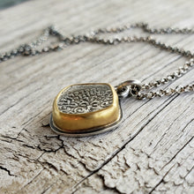 Load image into Gallery viewer, Antique silver coin necklace in sterling silver and 22k gold