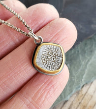 Load image into Gallery viewer, Antique silver coin necklace in sterling silver and 22k gold