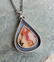 Load image into Gallery viewer, Natural dendritic agate shadowbox pendant in chunky sterling silver
