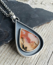 Load image into Gallery viewer, Natural dendritic agate shadowbox pendant in chunky sterling silver