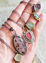 Load image into Gallery viewer, Spotty black and milky clear Montana Agate in blackened sterling silver