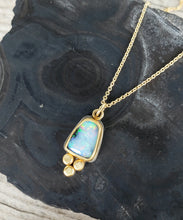 Load image into Gallery viewer, Natural, flashy boulder opal in 22k gold and silver