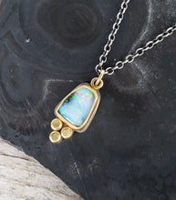Load image into Gallery viewer, Natural, flashy boulder opal in 22k gold and silver