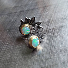 Load image into Gallery viewer, Fiery Ethiopian Opal Stud Earrings in 22k Gold and Silver