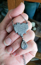 Load image into Gallery viewer, Dendritic Agate Silver Botanical Teardrop Necklace