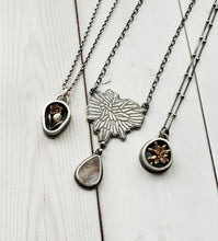 Load image into Gallery viewer, Dendritic Agate Silver Botanical Teardrop Necklace