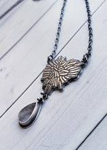 Load image into Gallery viewer, Dendritic Agate Silver Botanical Teardrop Necklace