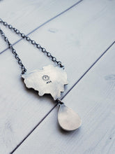 Load image into Gallery viewer, Dendritic Agate Silver Botanical Teardrop Necklace