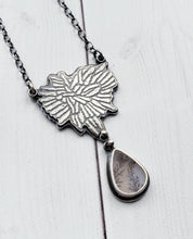 Load image into Gallery viewer, Dendritic Agate Silver Botanical Teardrop Necklace
