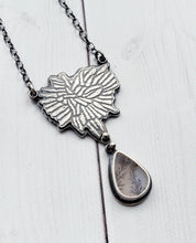 Load image into Gallery viewer, Dendritic Agate Silver Botanical Teardrop Necklace