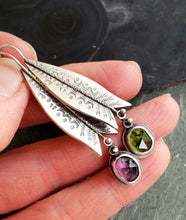 Load image into Gallery viewer, Tulip tourmaline earrings in stamped sterling silver
