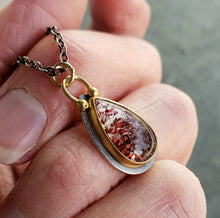 Load image into Gallery viewer, Lepidocrocite pendant in textured Sterling silver, 18 and 22 karat gold
