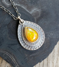 Load image into Gallery viewer, Bright disco fire welo opal silver and 22k gold pendant necklace
