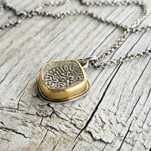 Load image into Gallery viewer, Antique silver coin necklace in sterling silver and 22k gold
