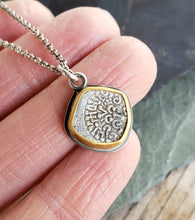 Load image into Gallery viewer, Antique silver coin necklace in sterling silver and 22k gold
