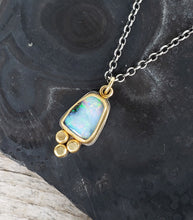 Load image into Gallery viewer, Natural, flashy boulder opal in 22k gold and silver

