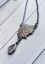 Load image into Gallery viewer, Dendritic Agate Silver Botanical Teardrop Necklace

